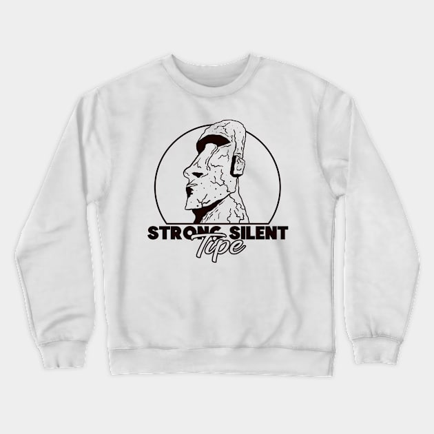 Strong Silent Moai (Lineal) Crewneck Sweatshirt by nickbeta